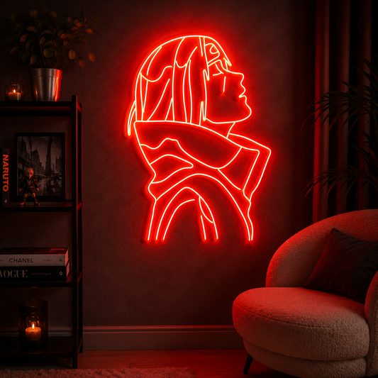 Red Anime Girl Profile LED Neon Sign