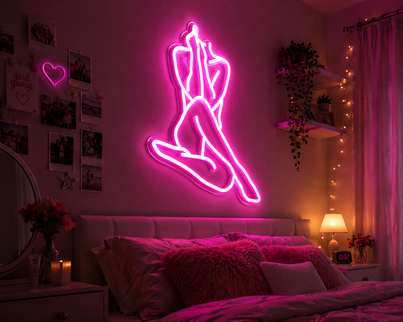 Neon Wall Sign Stylish Bedroom Décor