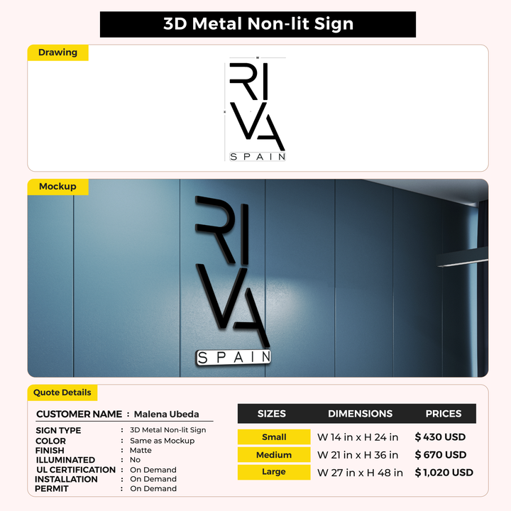 Business signage for Malena Ubeda Vilaplana