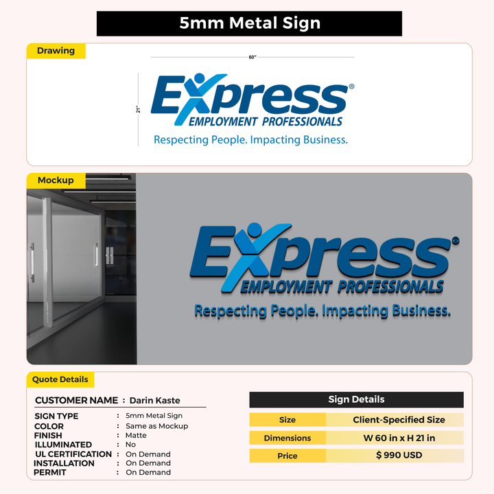Custom Signs for Darin Kaste