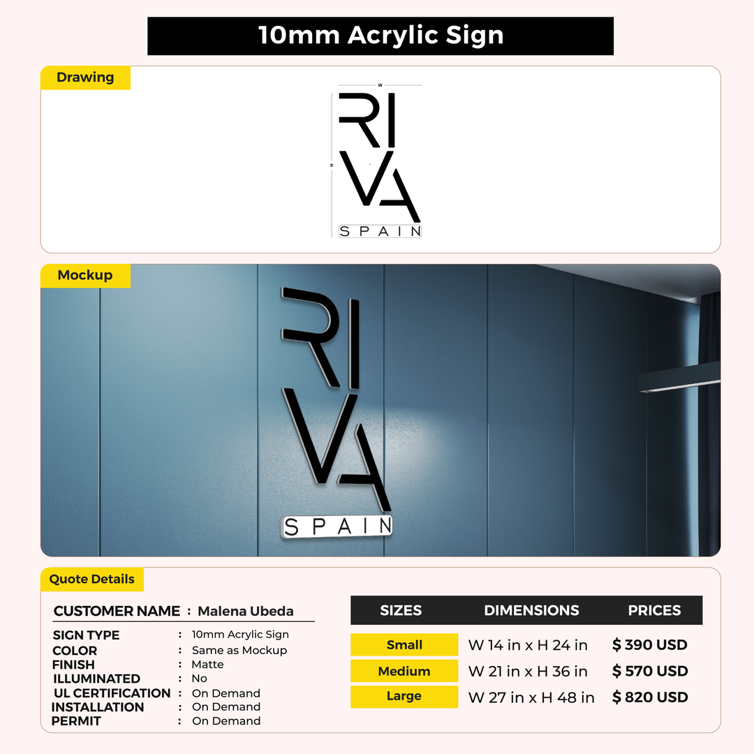 Business signage for Malena Ubeda Vilaplana