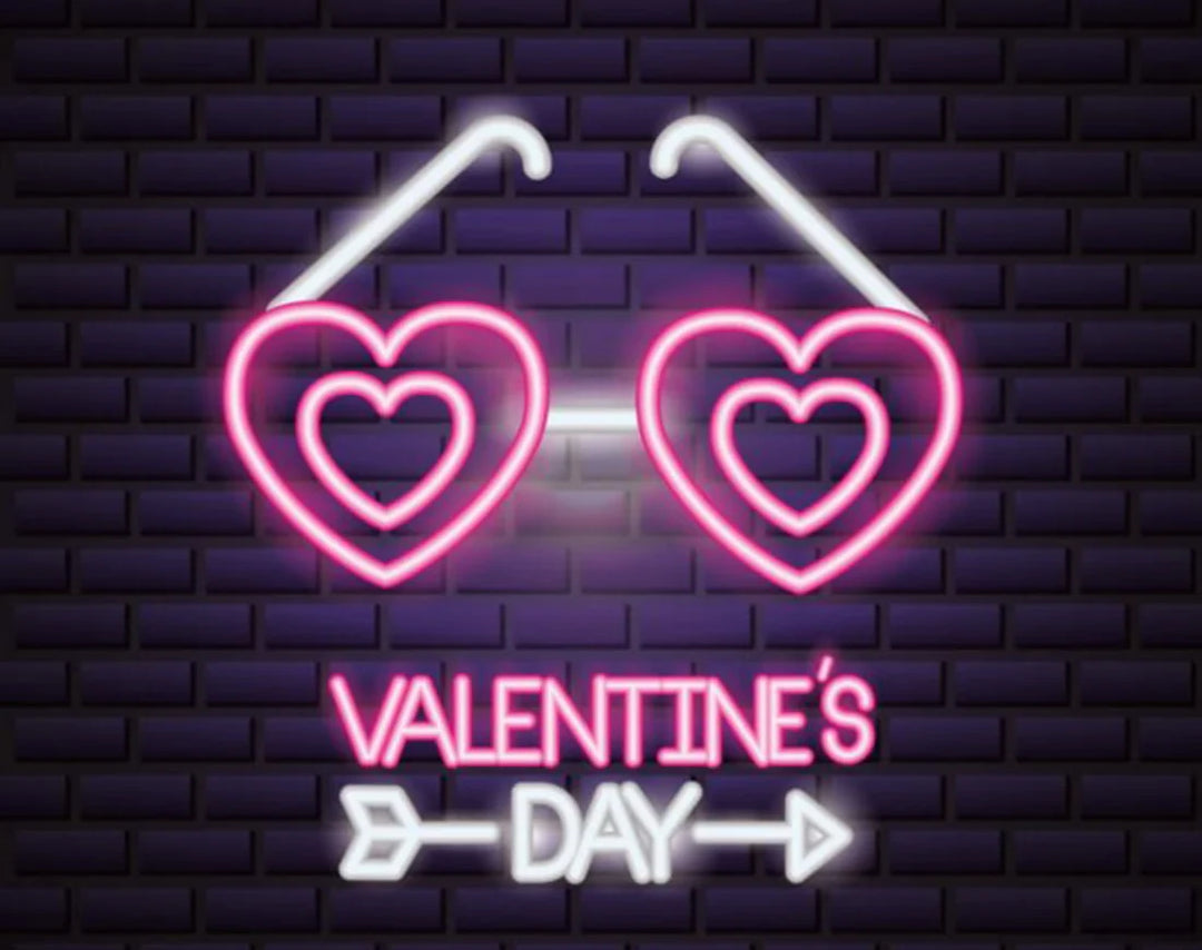 Valentine's Day With Heart Sunglasses Neon Sign by manhattanneons.com – A cool and stylish neon sign for love season.