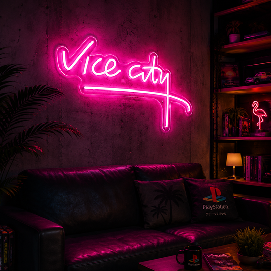 Vice City Neon Wall Sign Retro Gaming Vibes