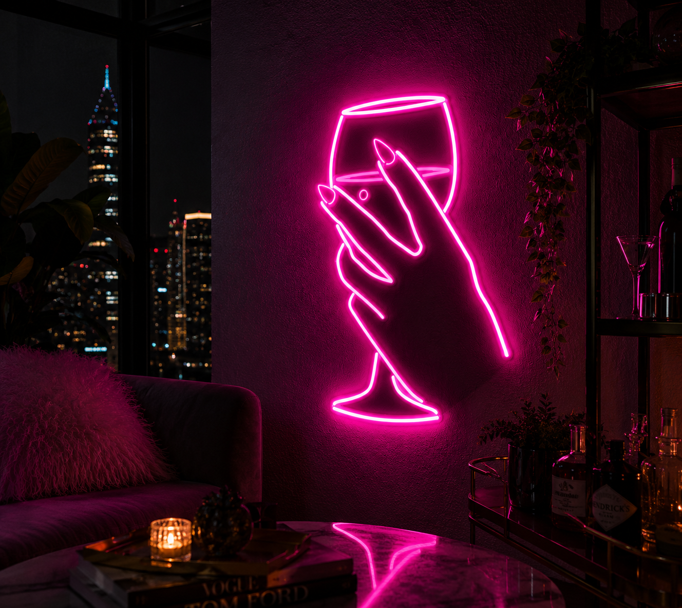 Title: Neon Sign "Cheers & Chill" Modern Home Bar Wall Art