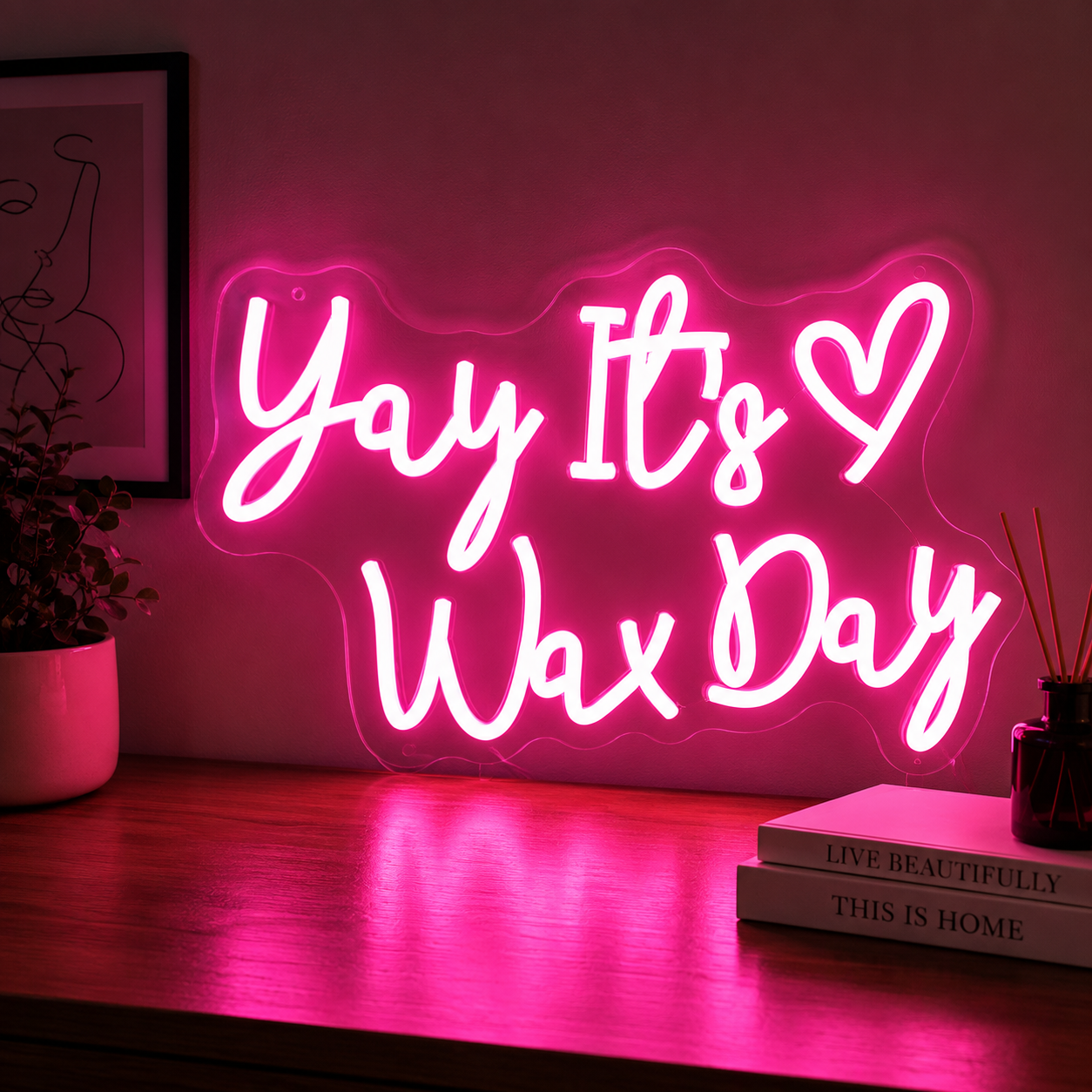 ``Yay It's Wax Day" LED Neon Sign Fun Beauty Room Wall Decor