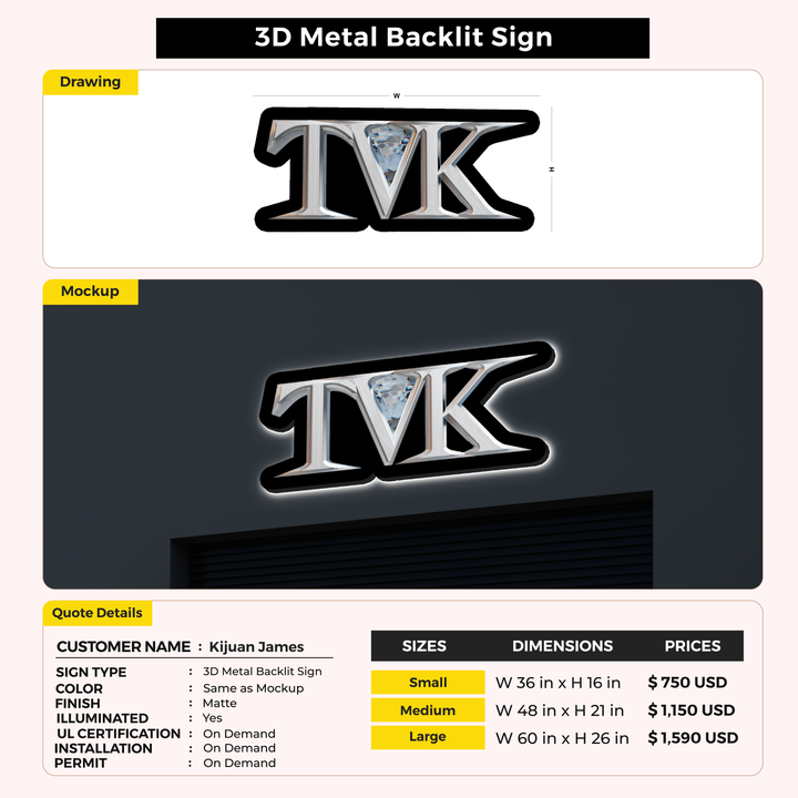 Business signage for Kijuan James