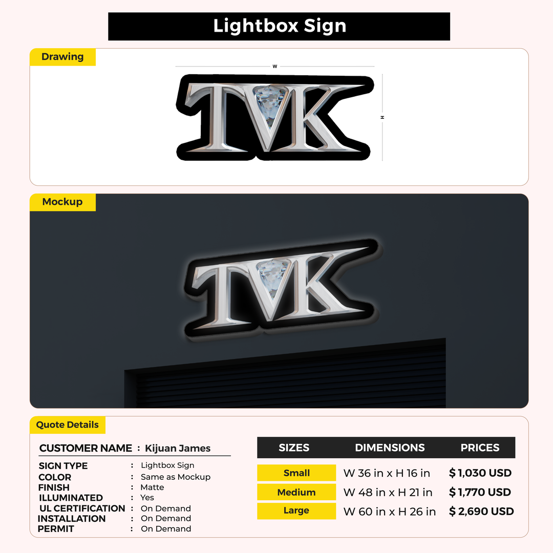 Business signage for Kijuan James