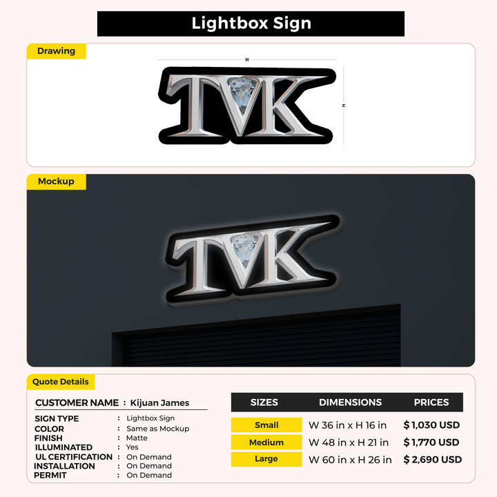 Business signage for Kijuan James