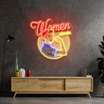 Women In Power UV Art LED Neon Sign in red and yellow colour by manhattanneons.com