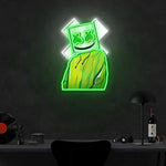 X Mask Cartoon UV Art LED Neon Sign glowing with colorful UV art, playful LED wall décor by Neon.Shop