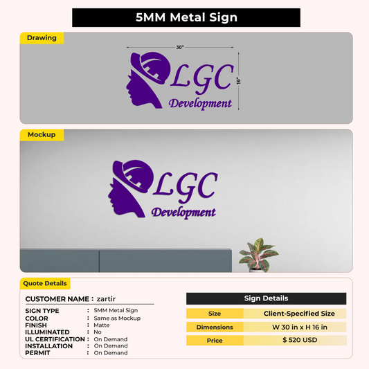 5mm metal sign for zartir